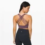 Lululemon Free to Be Bra Wild Long Line Luxtreme Parallel Stripe Adobe and White Photo 2