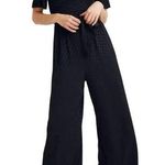 Madewell  Women's Black Polkadot Deep-V Short Sleeve Jumpsuit Dot Jacquard 2 Photo 0