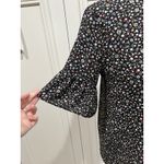 Loft  Black Ditsy Floral Blouse Ruffle Romantic Cottagecore Peasant Dainty Photo 1