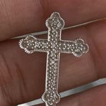 10k White Gold Diamond Cross Pendant Photo 1