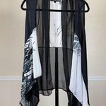 Pretty Angel Black Sheer Vest Open Front Oversized Boho Artsy Layering Oversized Photo 0