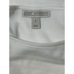 Dana Buchman Womens Size Large Blouse White Ruffle Striped Mesh 3/4 Sleeve Top Photo 8