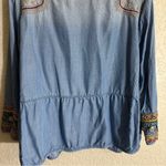 Chico's  Coin Detailed Lightweight Jacket Boho Jean Chambray XLP 3P Embroidered‎ Photo 12