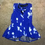 Proenza Schouler Size 6  Blue Pattern Cross Front Blouse "Cady" Photo 2