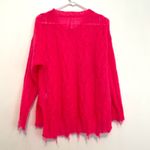 Anthropologie  ANTHRO Posey Stitchy Distressed Sweater Neon Pink Oversized WOOL Photo 13