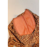 Evan Picone Vintage Evan-Picone Silk Blouse Artsy Office Brown Geo Print Button Back‎ Size 8 Photo 5