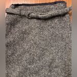 Ralph Lauren‎ Vintage Blue Label Houndstooth Wool Long Pencil Skirt w/ Belt Sz 2 Gray Photo 4