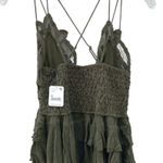 Free People NWT Womens medium olive sparrow green Adella lace cross strap Cami Photo 3