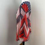 Fig & Flower Red White Blue Flare Sleeve Sheer Tunic Top Medium Photo 3