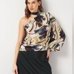 ZARA  NWT Elegant One-Shoulder Abstract Top Photo 0