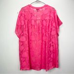 Torrid NWT  Hot Pink Chiffon Clip Floral Short Sleeve‎ Split Neck Top 4X Photo 5