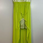 Cache Bright Green Sequin Chiffon Strapless High-Low Maxi/Mini Dress Size 4 Lime Photo 1