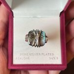 Silver Sparkle Allure Green Abalone Ring Size 9 Photo 5