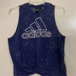 Adidas  Blue marble log print cropped twist front tank top size Large Photo 0