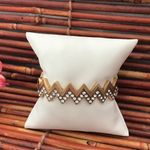 J.Crew  Hinged Zig Zag Brass Bangle Bracelet with Rhinestones Photo 3