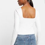 EXPRESS  Body Contour High Compression Square Neck Long Sleeve Cropped Tee Photo 1