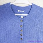 Madewell NEW Donegal dowden Henley Sweater in Coziest Yarn, blue, 2X Photo 5
