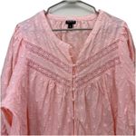 Torrid  Pink Cotton Clip Dot Lace Trim Long Sleeve Button Up Top Size 3X Photo 6