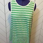 Caslon  Women’s Plus 1X Green White Stripe Sleeveless Tunic Tank Top Casual Basic Photo 0
