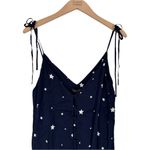 Topshop Navy Star Print Midi Slip Dress size 8 Tie Straps Button Front V Neck Photo 2