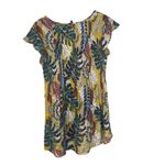Melissa Paige Women's Top M Boho Leaf Print Pleated Tunic Blouse Tassel Detail Photo 7