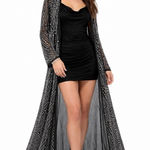 Akira Sequined Beaded Long Duster Kimono Cardigan L Sparkly Festival Concert Boh Photo 0