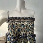 Sea New York Doe Silk Floral Smocked blue yellow paisley Midi Skirt size 6 Photo 9