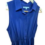 Amanda Uprichard  Women Small 100% Silk Mini Dress Royal Blue Sleevless Button Up Photo 2