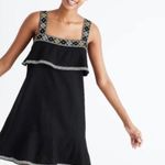 Madewell Black Linen Blend Embroidered Sleeveless Mini Dress - size Small Photo 0