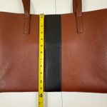 Vince Camuto Tote Bag Brown Leather Black Stripe Top Handle Shoulder Bag Photo 6