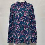 Denim & Co New Adaptive Floral Jersey Mock Neck Long Sleeve Top Blue Size Medium Photo 1
