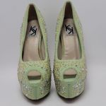 Kiss Kouture Celine Light Mint Green Peep Toe Beaded Platform Heels Size 8.5 Photo 11