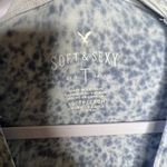 American Eagle  Outfitters Soft & Sexy T-Shirt Blue Speckled Design Cutout V-Neck Photo 2