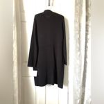 Calvin Klein New black ribbed sweater coat dress L knee length full zip up Photo 12