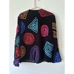 Allure 80s Vintage Sweater Triangle Swirly Novelty Print Cozy Unique M Button Up Black Size M Photo 1