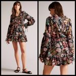 Ted Baker ππ Hendria Ruffled Crepe Mini Dress ~ Black Floral Print 4-6 US NWT Photo 1