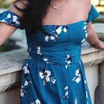 Impressions Blue Floral Off The Shoulder Romper Photo 2