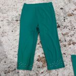 Quacker Factory  Green Womens 3/4 sleeve Embellished Rhinestones pant set Med Photo 5