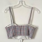 ZARA Crop Plaid Tweed Top Pink Blue Size Small NEW Photo 1