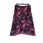 Y2K Alfani Silk Floral Asymmetrical Skirt Black Pink Midi Skirt Women’s Size 8 Photo 1
