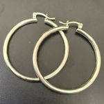 Vintage Signed 925 Sterling Silver 1.5” Hollow Tube Hoop Earrings 4g. Photo 0