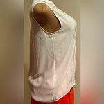 No Tag White Sheer Lace Pleated Sleeveless V Neck Blouse Sz L. Size L Photo 2