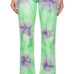 MSGM Rent The Runway Tie Dye Jeans in‎ Lime/Lilac Green Size 8 Photo 0