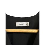 Vince  Cap Sleeve‎ V-Neck Embroidered Shift Dress Black Pleated Front Size 0 Photo 3