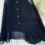 Lulus Forever 21 Black See-Through Button-Up Dressy High Low Tank Top Blouse | Size: M Photo 5