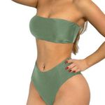 Zaful new ❤︎ Bandeau High Cut Bikini 2PC Swimsuit ❤︎ Army Green ❤︎ 6 Top / 4 Btm Photo 0