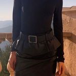 ZARA Black Belted Faux Leather Mini Skirt Photo 3