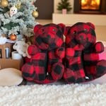 Snugimals Ladies Slippers Buffalo Plaid Red Black Bear M 7/8 Cozy Comfort Photo 4