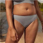 Aerie Printed Swim Bikini Bottom in True Black White Stripe Size Medium NWOT Photo 0