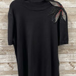 Requirements Vintage  Womens‎ S Sweater Pullover Top Black Patched Flower Stitch Photo 0